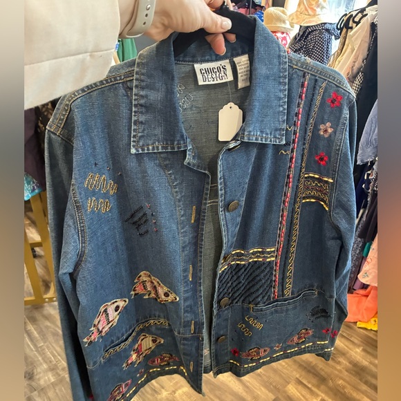 Chico's Jackets & Blazers - Chicos Design vintage sequin jacket with fish and sea design size 1